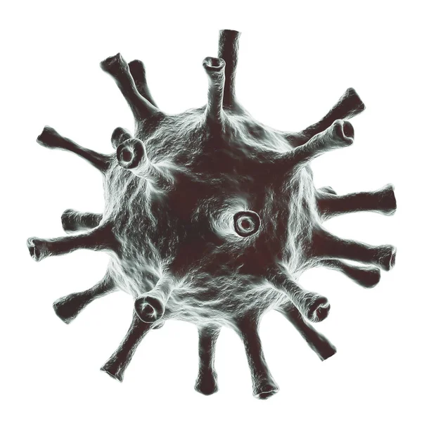 Cellula Virale Isolata Sfondo Bianco Concetto Coronavirus Visualizzazione Molto Dettagliata — Foto Stock