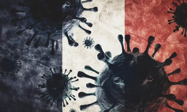 Coronavirus Tegen Frankrijk Grunge Vlag Virus Veroorzaakt Epidemie Concept — Stockfoto