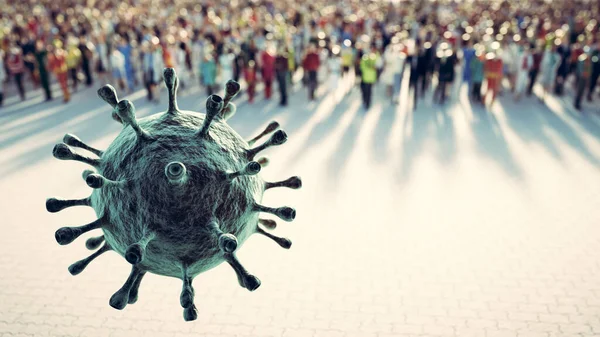 Gente Difende Virus Coronavirus Cellule Che Attaccano Persone Causando Pandemia — Foto Stock