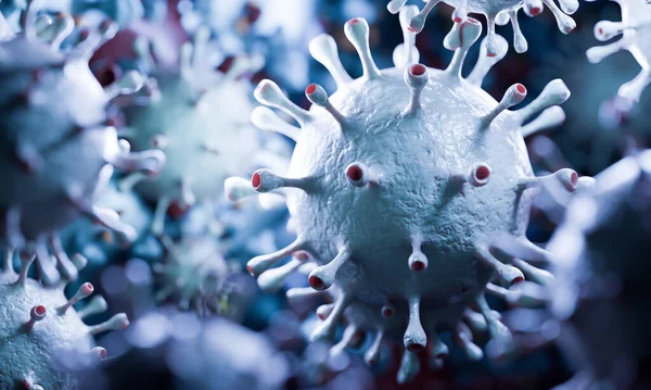 Mikroskobik Görüntüde Coronavirus Hücreleri Wuhan Virüsü Tüm Dünyada Salgına Neden — Stok fotoğraf