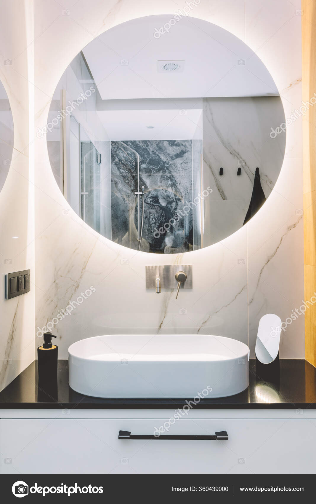 Modern Sink Mirror Led Light Luxury Bathroom Interior Design Stock ...