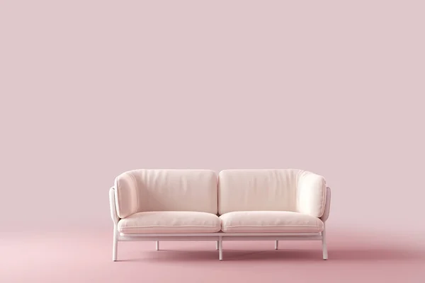 Sofá Moderno Sofá Quarto Rosa Pastel Design Interiores Moderno Minimalista — Fotografia de Stock