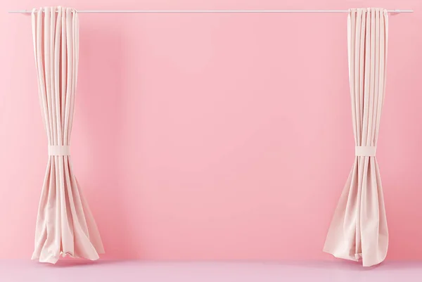 Curtains Pink Wall Interior Design Concept Illustration — Stock Photo, Image