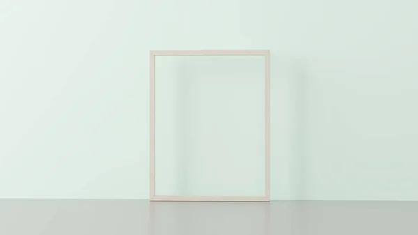 Houten Frame Lege Pastelgroene Muur Klaar Voor Ontwerp Illustratie — Stockfoto