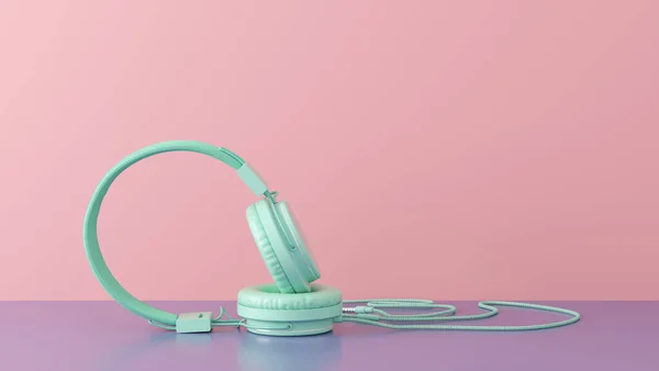 Auriculares Auriculares Musicales Diseño Moderno Colores Pastel Ilustración — Foto de Stock