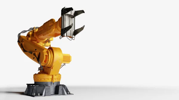 Industrial Robotic Arm Isolated White Industri Berat Modern Teknologi Dan — Stok Foto