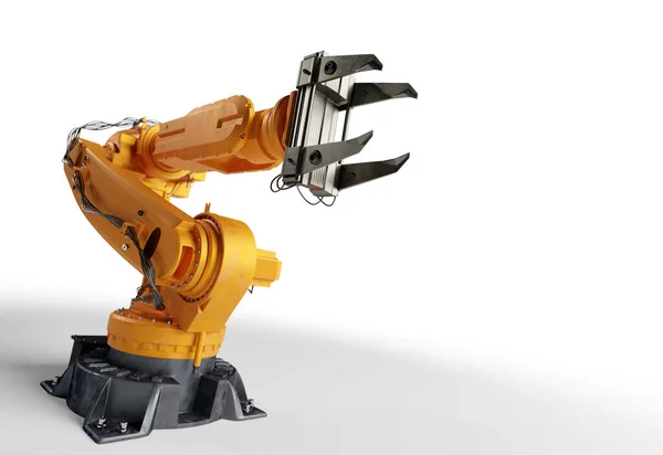 Industrial Robotic Arm Isolated White Industri Berat Modern Teknologi Dan — Stok Foto