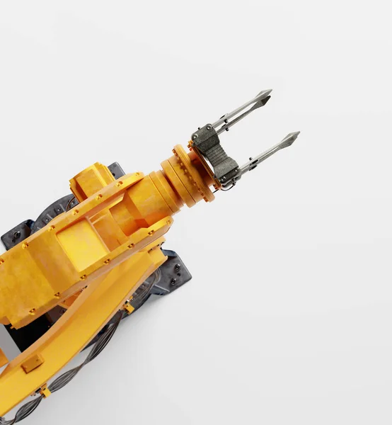 Industrial Robotic Arm Isolated White Industri Berat Modern Teknologi Dan — Stok Foto