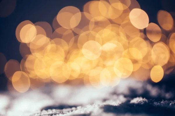 Рождественские Огни Снегу Винтажный Фон Мягкий Фокус Боке — стоковое фото