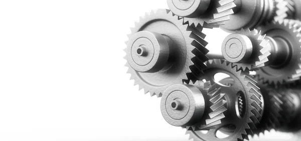 Engine Gears Cogs Mechanism White Illustration — Stock Photo, Image