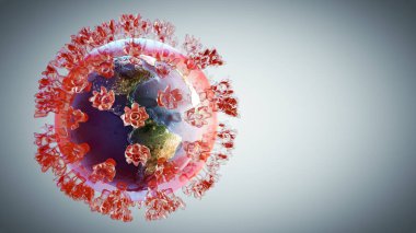 Coronavirus COVID-19 attacking world, earth. News about corona virus concept. 3D render clipart