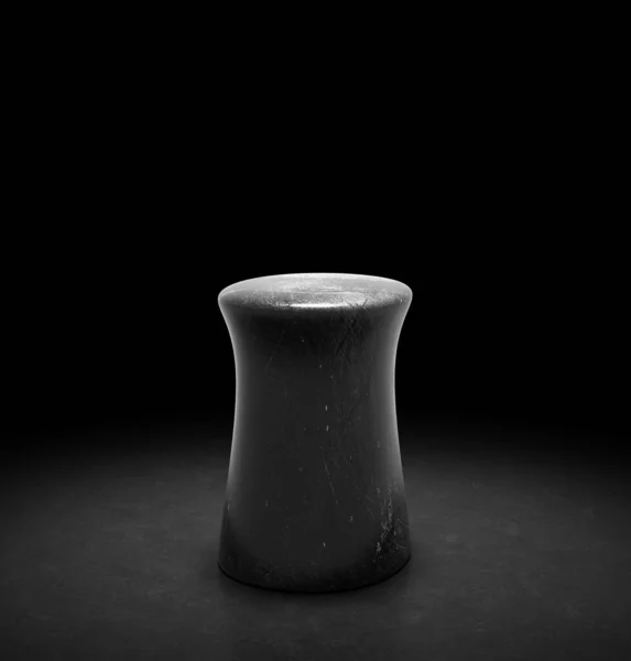 黒の背景に製品のショーケースやプレゼンテーションのための石スツール 3Dイラスト — ストック写真