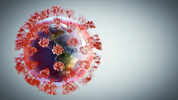 Coronavirus Covid Támadja Világot Földet Hírek Koronavírus Koncepciójáról Renderelés — Stock Fotó