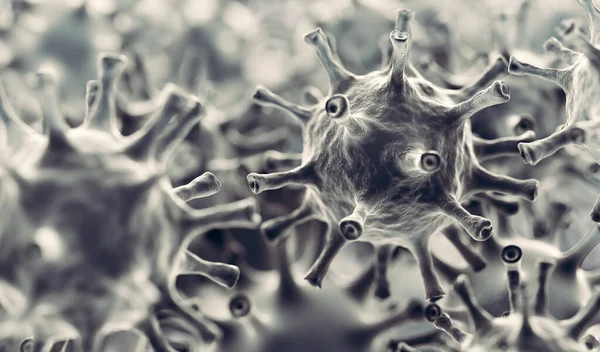 Инфекция Коронавирусных Клеток Вирус Ковид Вызывает Пандемию Всему Миру Рендеринг — стоковое фото