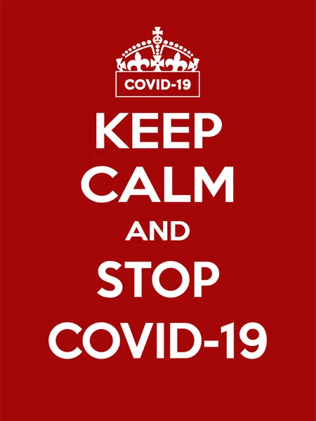 Függőleges téglalap alakú piros-fehér motiváció coronavirus COVID-19 poszter vintage retro stílusban Tartsa kagyló — Stock Vector