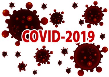 Vektör illüstrasyonu, Covid-19 adlı bir koronavirüs tarafından enfekte edilmiş olarak işaretlendi..
