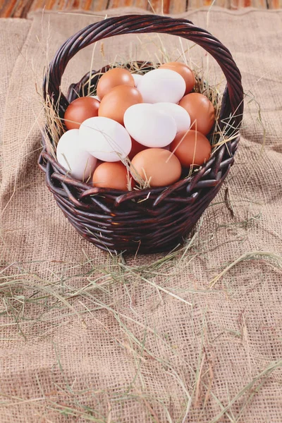 Kosár tele-tojás — Stock Fotó
