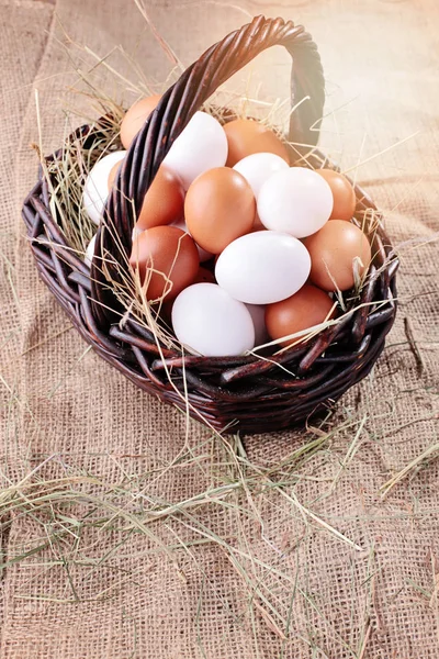 Basket full of eggs — Stock Photo, Image