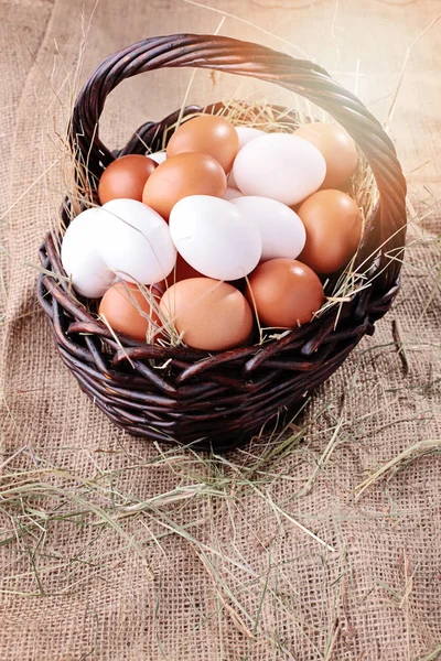 Basket full of eggs — Stock Photo, Image