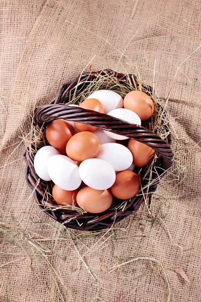 Basket full of eggs — Stock Photo, Image