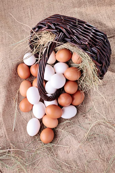 Basket full of fresh eggs — Stock Photo, Image