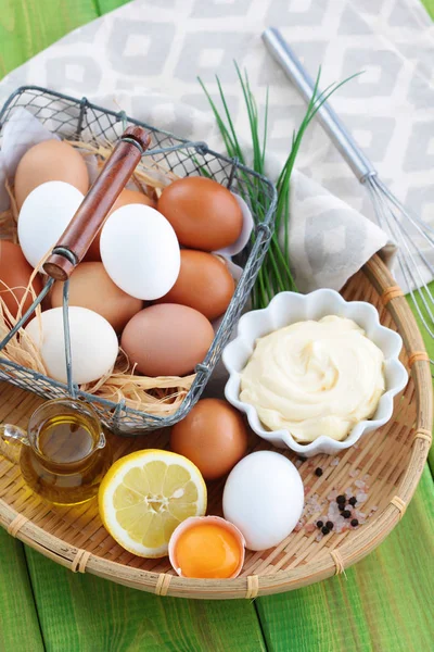 Homemade mayonnaise with all ingredients Stock Image
