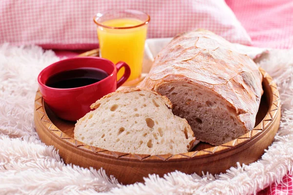 Homemade bread on tray — Stock Photo, Image