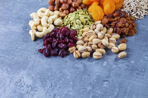 Various dried fruits and nuts — Stock Photo, Image