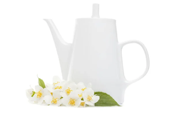 Chá de jasmim no fundo branco — Fotografia de Stock