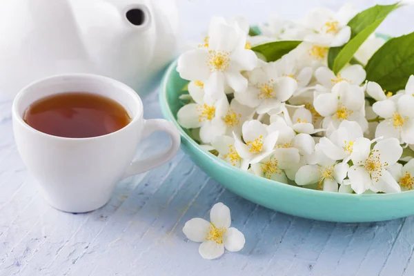Чашка травяного чая с жасминовыми цветами — стоковое фото