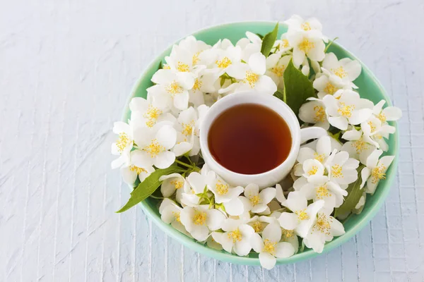 Чашка травяного чая с жасминовыми цветами — стоковое фото