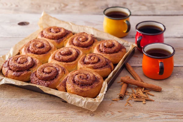 Baked cinnamon rolls — Stock Photo, Image