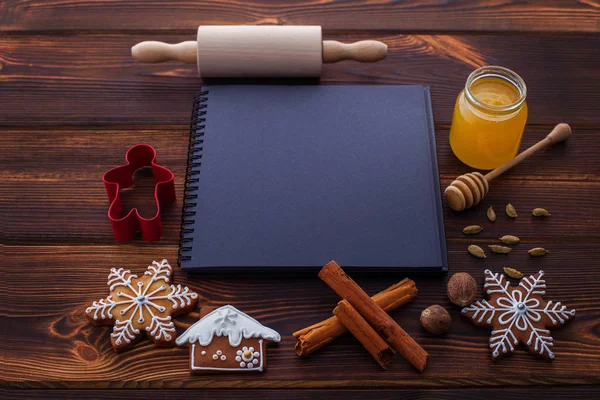 Hintergrund für Rezept zum Weihnachtsbacken — Stockfoto