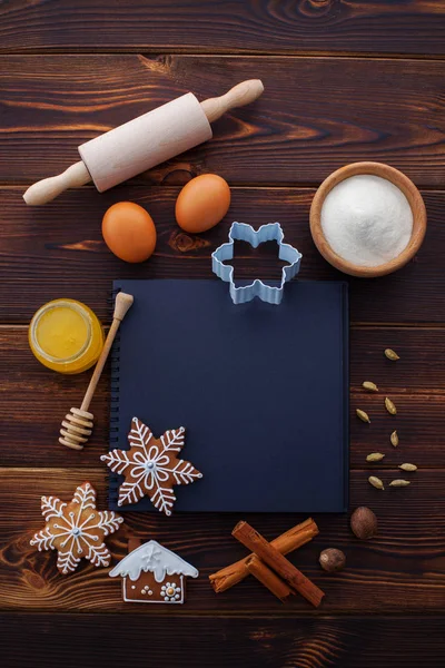 Фон для рецепту різдвяної випічки — стокове фото