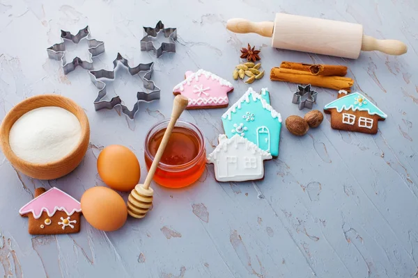 Gingerbreads pişirme için malzemeler — Stok fotoğraf