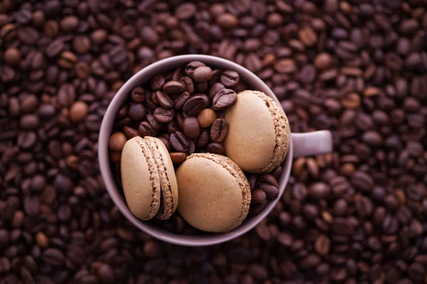 french coffee macaroons and coffee beans