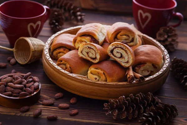 Kaneel broodjes met chocolade — Stockfoto