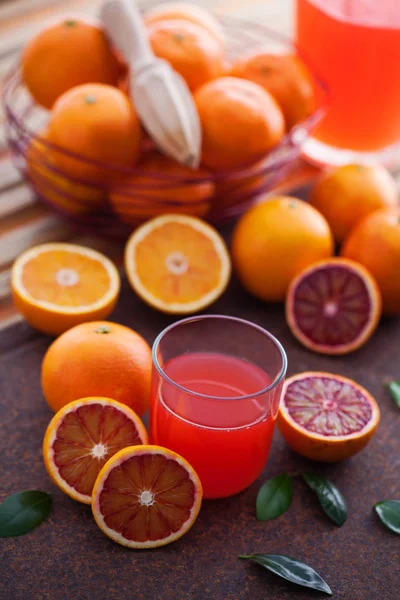 Glass Fresh Orange Juice Citrus Fruits — Stock Photo, Image