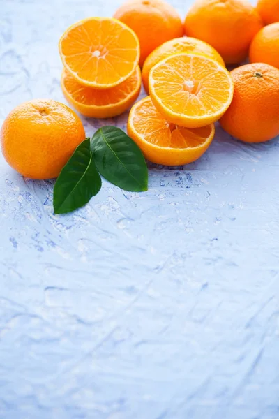 Mandarines Fraîches Sur Fond Bleu Fruits Légumes — Photo