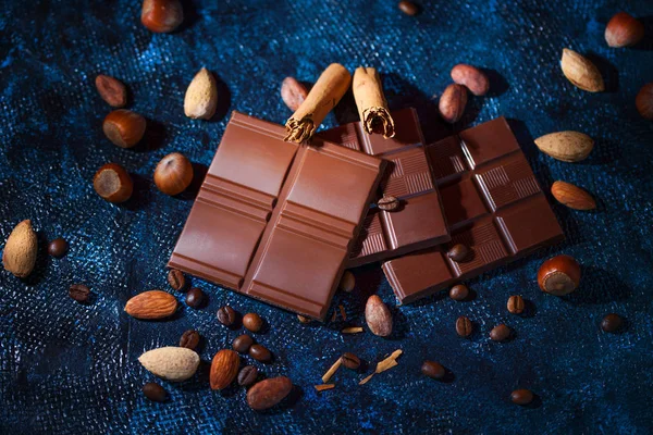 Chocolate Cocoa Dark Background — Stock Photo, Image