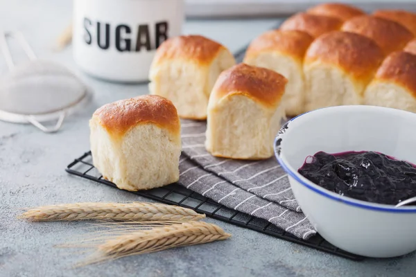 Brioche Buns Some Ingredients Kitchen Table Food Drink — Stock Photo, Image