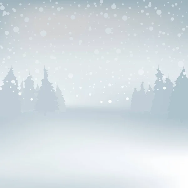 Winder snowy  landscape with trees, vector. Background — Stock Vector