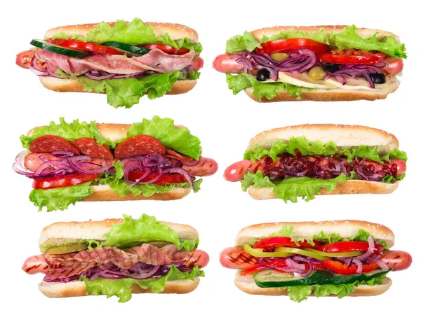 Set of Six hotdogs — Stock Photo, Image