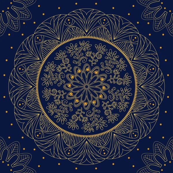 Kesintisiz mavi ve altın mandala desen