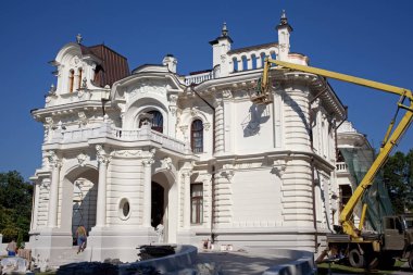 Tambov, Rusya - 14 Temmuz 2016: Aseev köşk. Restorasyon işleri.