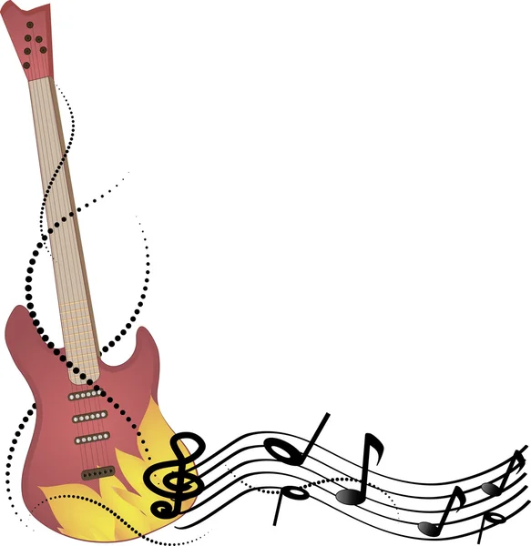 Musique de fond vectorielle abstraite, guitare et notes — Image vectorielle