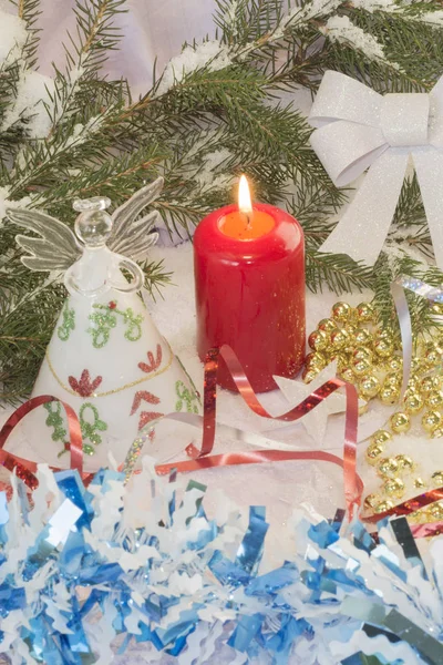 크리스마스 트리와 장식으로 크리스마스 카드입니다. 축제 크리스마스 카드 — 스톡 사진