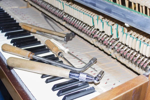 Detailed view of Upright Piano during a tuning.