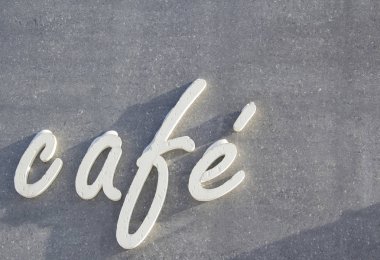 bir beton arka plan kafe beyaz yazıt
