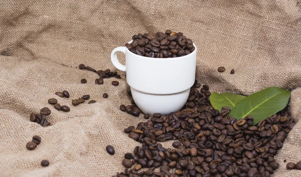 Granos de café árabe en una bolsa de arpillera —  Fotos de Stock